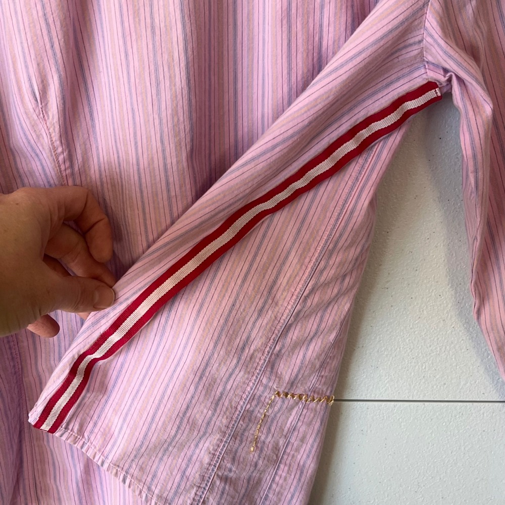 Cabi Pink Striped Embroidered Button Up Shirt Blouse L 100% Cotton Boho Western - Picture 14 of 15